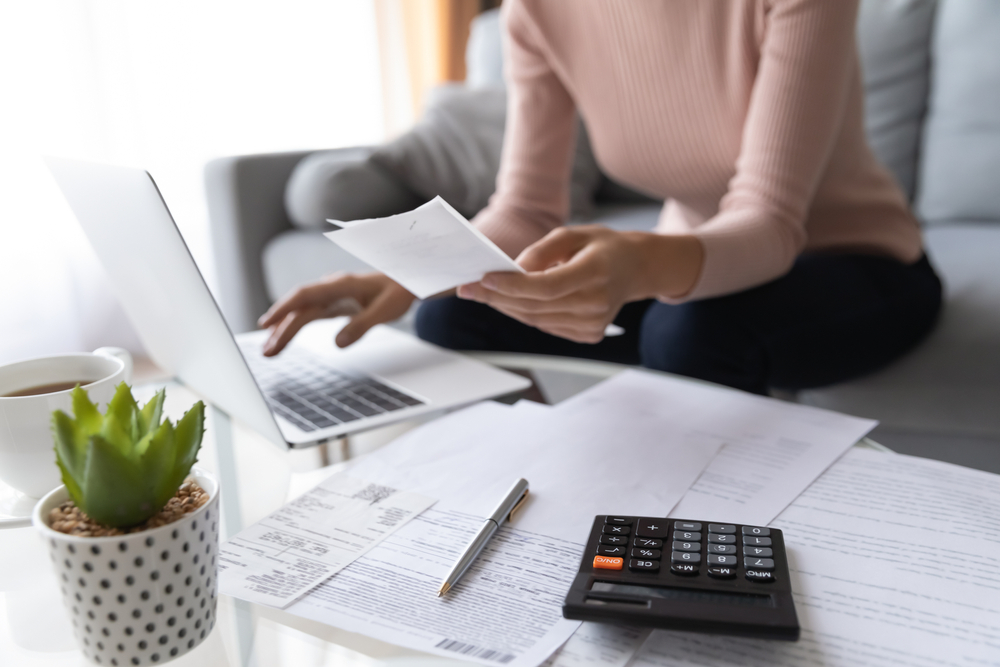 woman with calculator